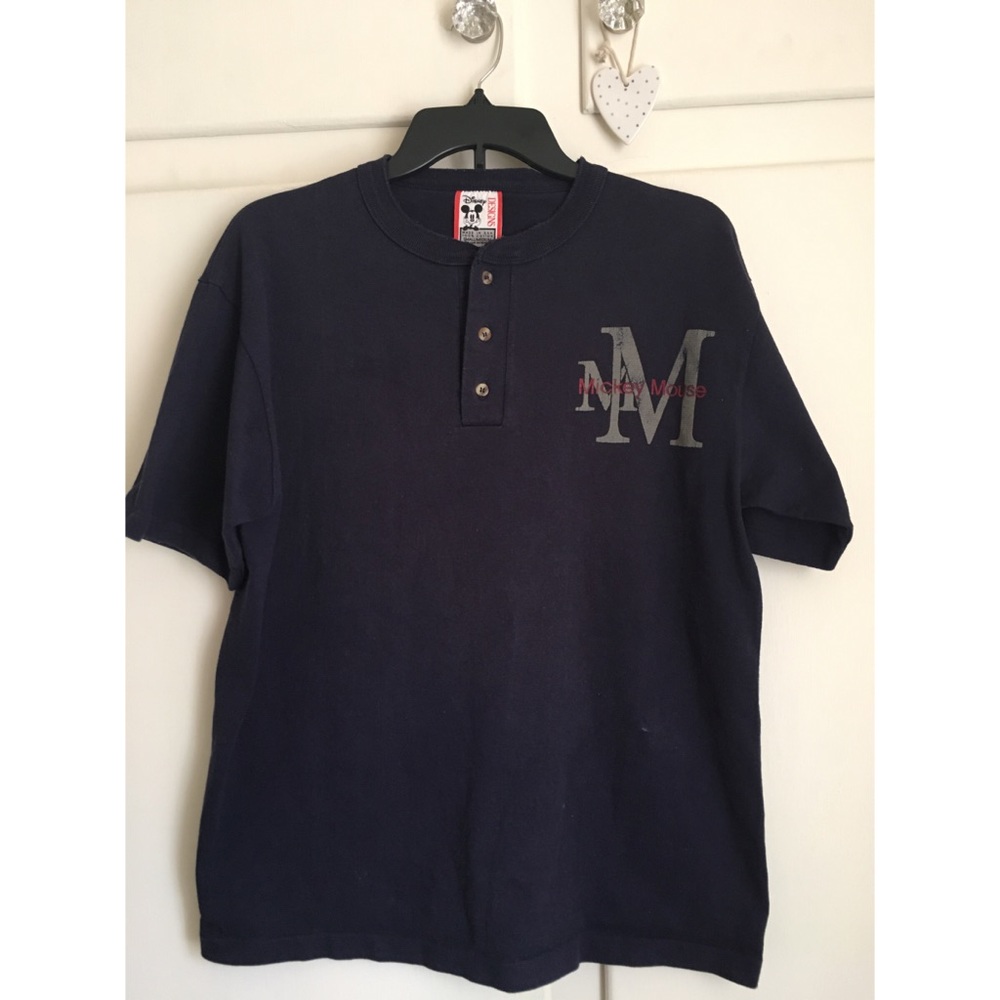 Disney Parks Mickey Mouse VTG Navy Henley Shirt